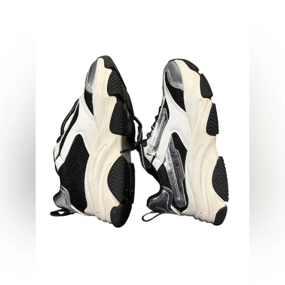 Steve Madden Silver and Black Sneakers size 3